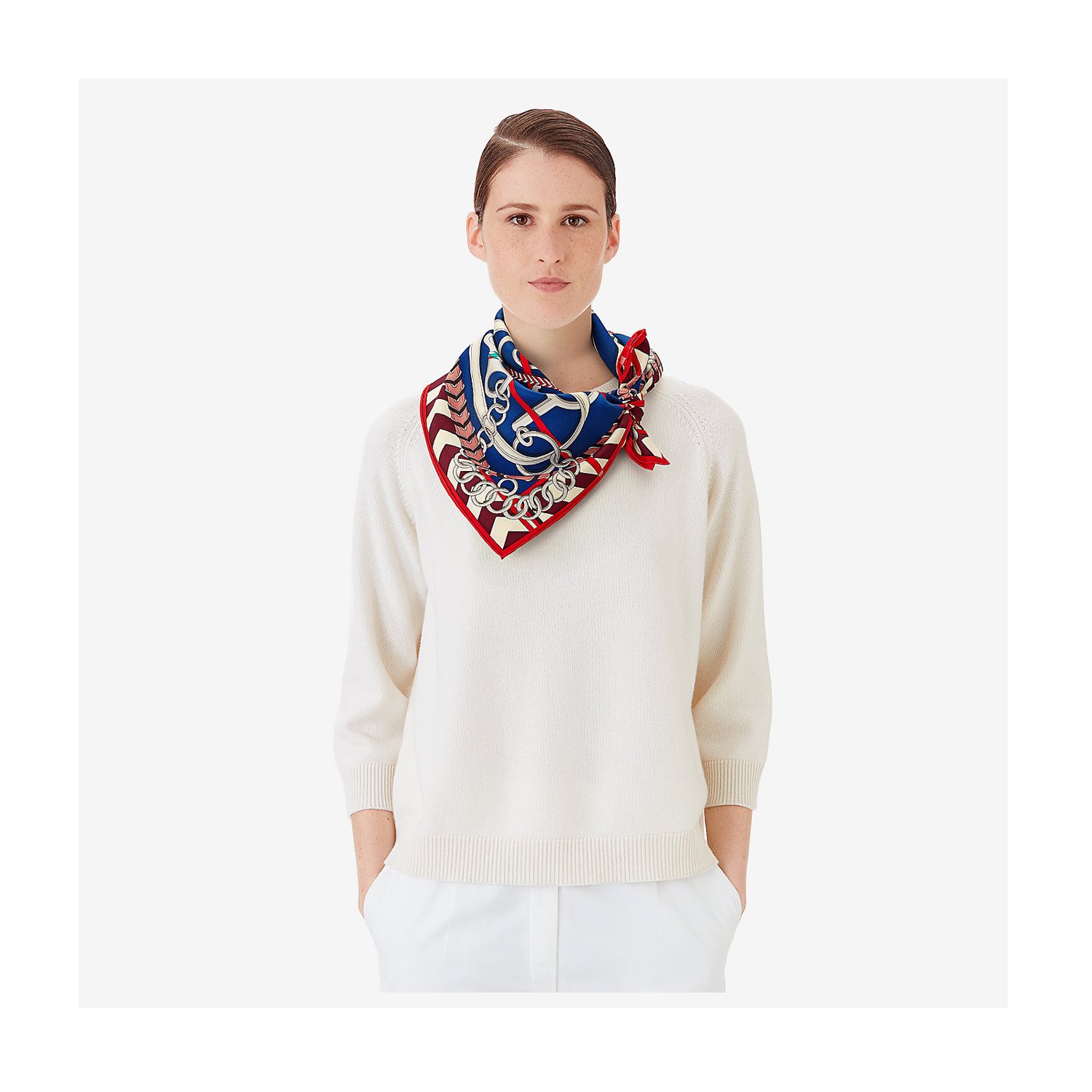 hermes/爱马仕 方形真丝丝巾 90*90 马术装备图案 003231s 18