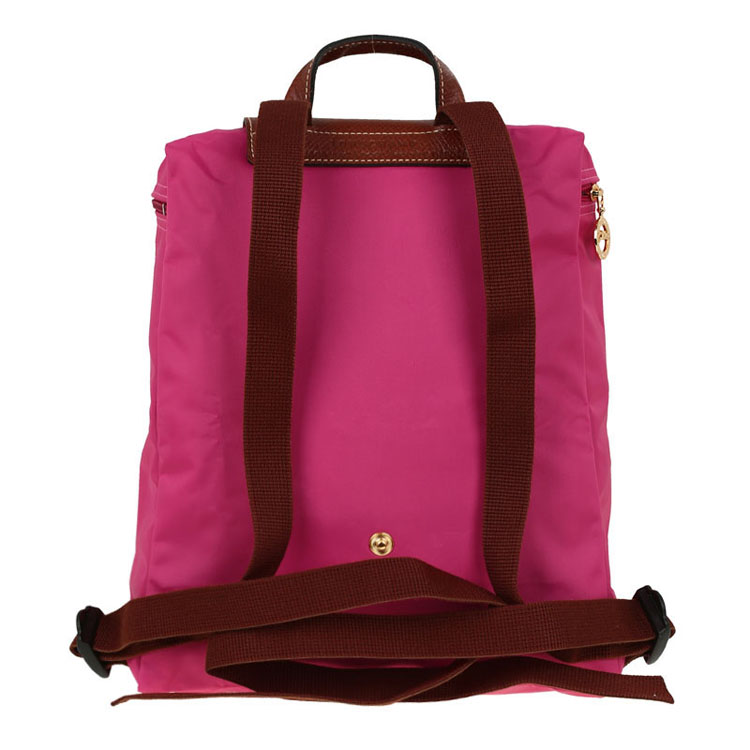 longchamp/珑骧 女士le pliage尼龙配皮折叠拉链双肩包背包 1699 玫瑰