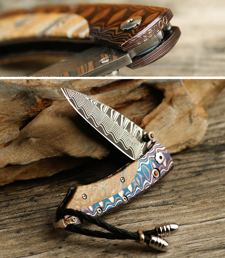 william henry威廉亨利烤蓝大马士革折刀(限量085/100)