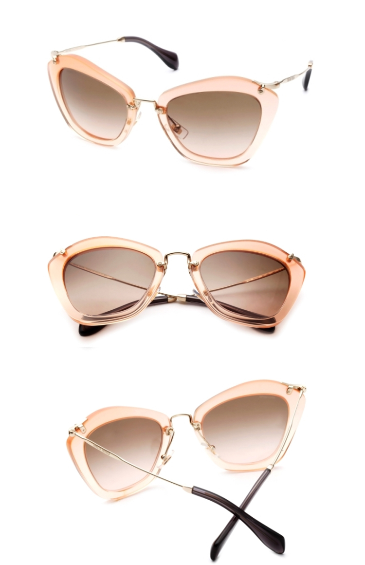 【miumiu缪缪 眼镜】miumiu/缪缪太阳镜 smu10n qfi-1e2透明粉框五角