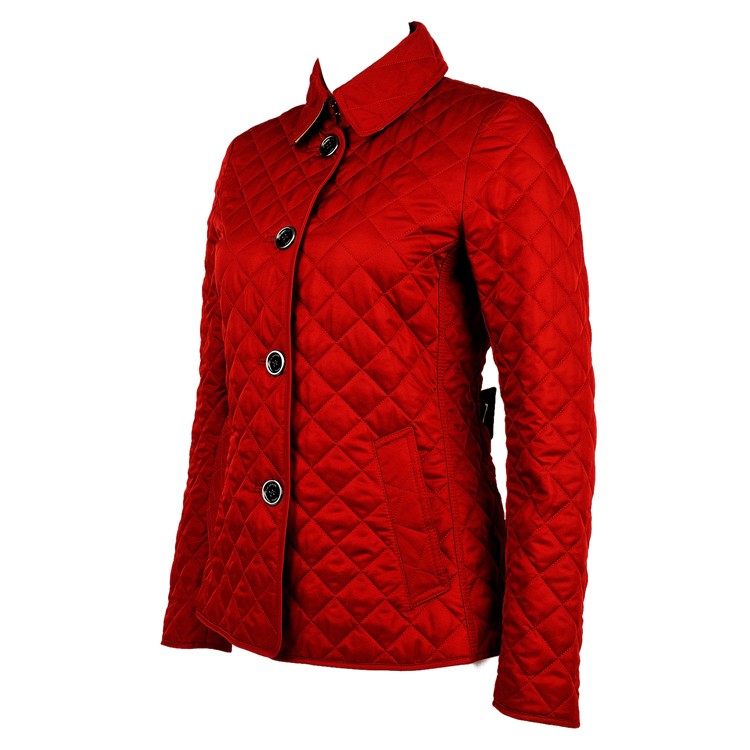 burberry博柏利女士红色长袖棉服外套
