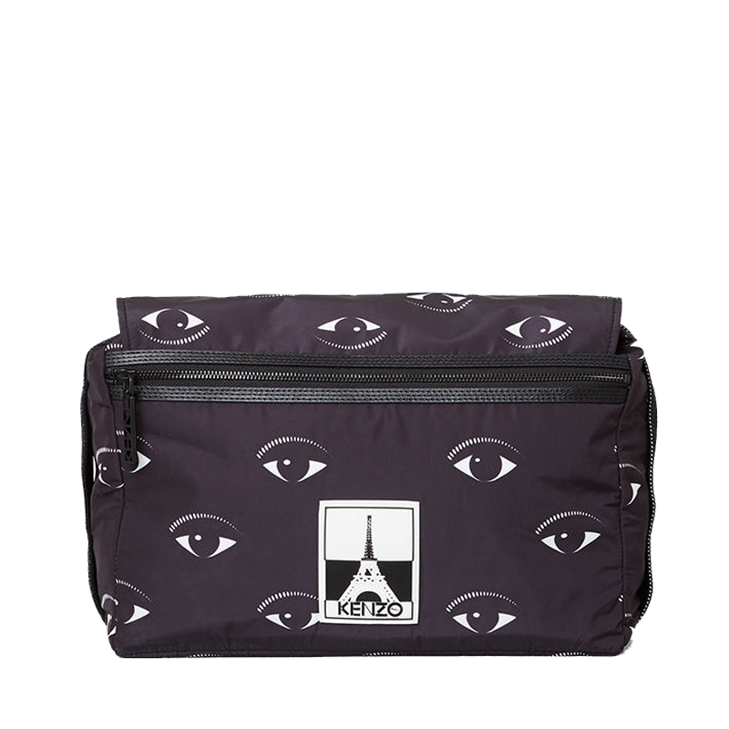 kenzo/高田贤三黑色尼龙大眼睛斜挎包