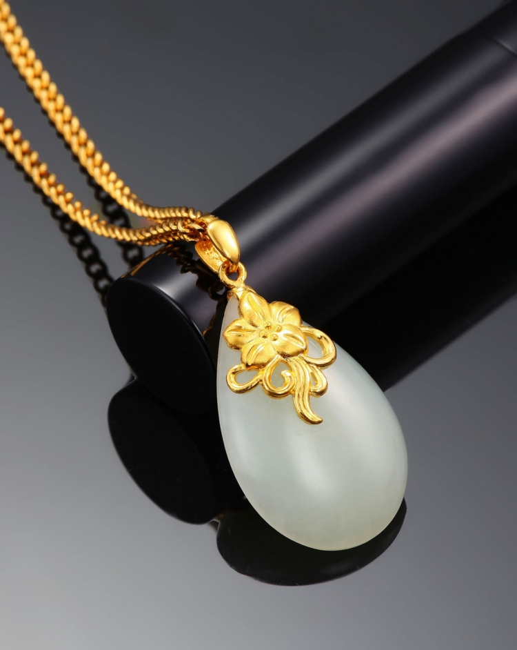 taijinjia/泰金嘉 千足金和田白玉吊坠(不含链)