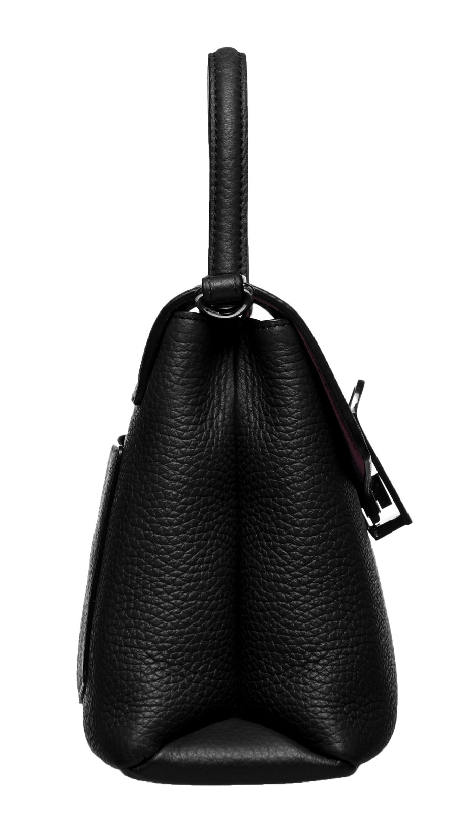 k/rosa.kpraha daily系列黑色牛皮翻盖手提包