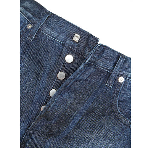 dior/迪奥 男士裤子休闲蓝色纯色暗扣休闲直筒牛仔裤