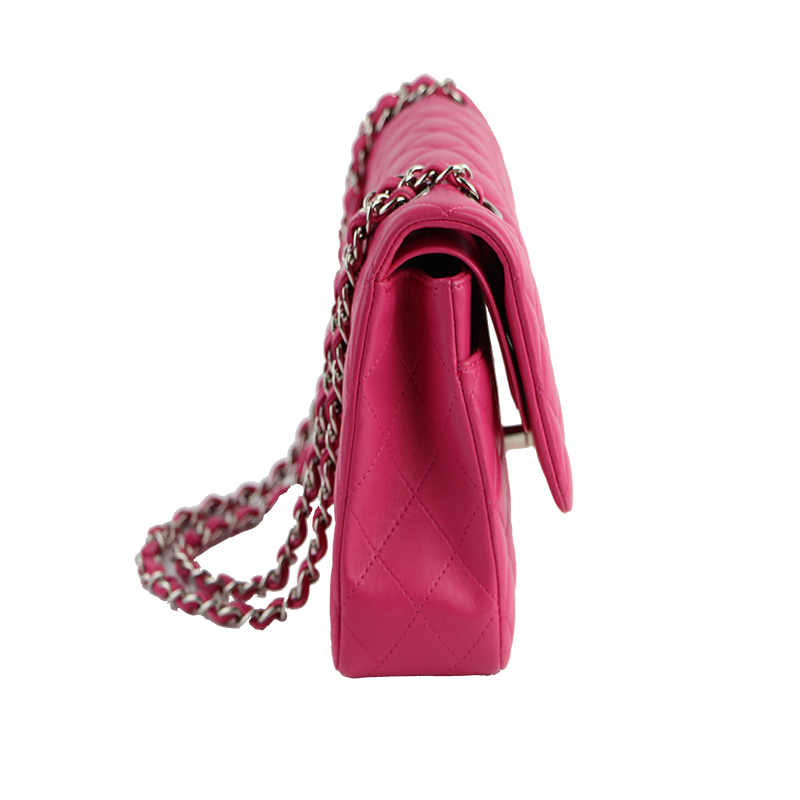 chanel/香奈儿 女士玫红色真皮单肩包