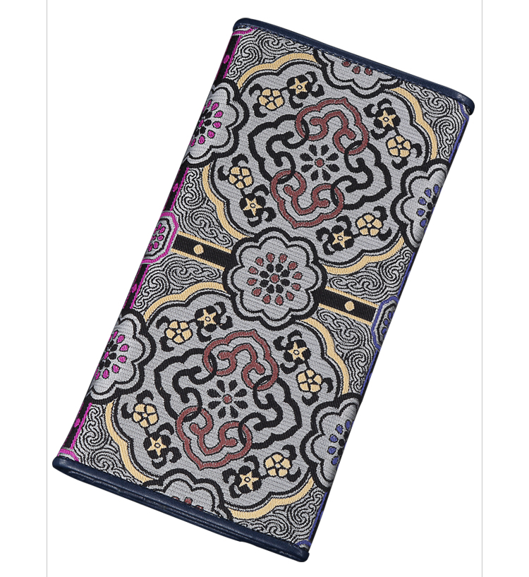 shangjiukai/上久楷宋锦女士手包桑蚕丝宋锦长款手拿钱包 三折式竖款