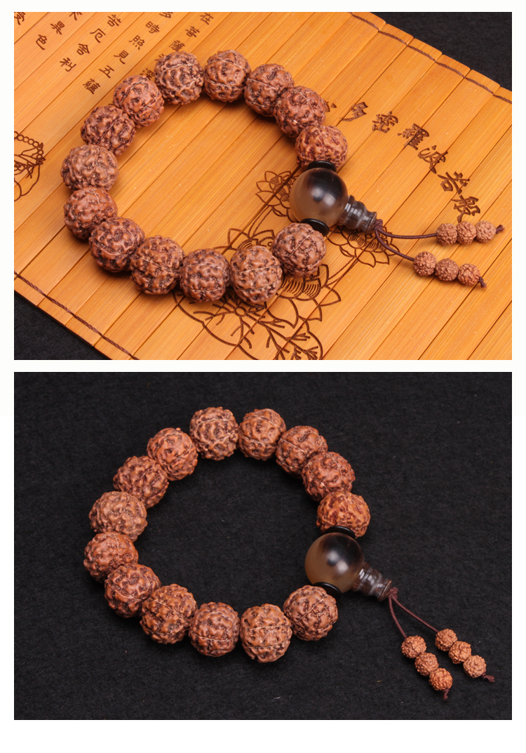 hechang/禾场 精选天然六瓣矮桩金刚菩提单珠约17mm14颗手串