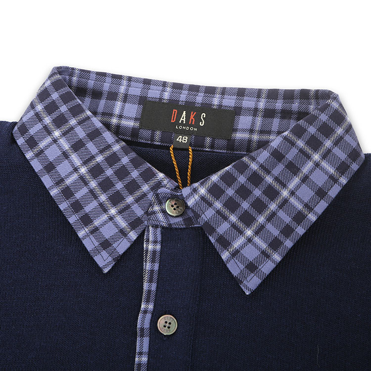 【15年新款】daks/达克斯 男针织衫羊毛75% 桑蚕丝18% 羊绒7%格子部分