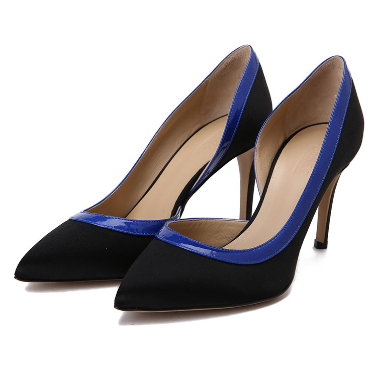 armani collezioni/阿玛尼卡尔兹-高跟鞋-女士黑色鞋 材质:粘纤,桑