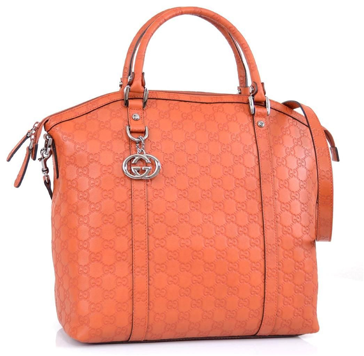 gucci/古驰*新款橘色女士牛皮双g轧花贝壳包手提包339551