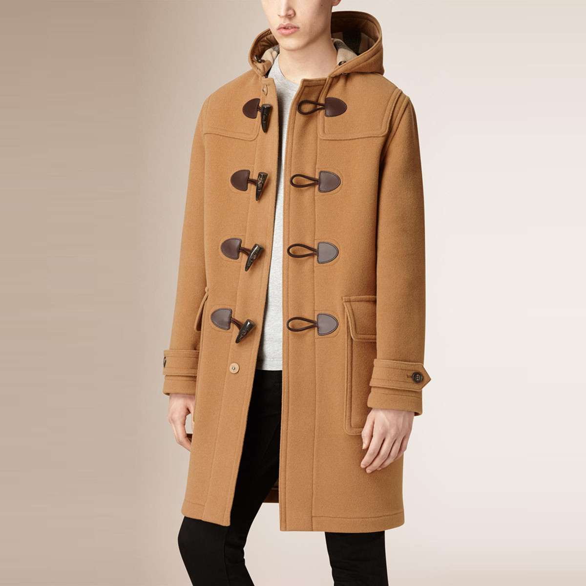 burberry/博柏利 超大羊毛混纺牛角扣大衣