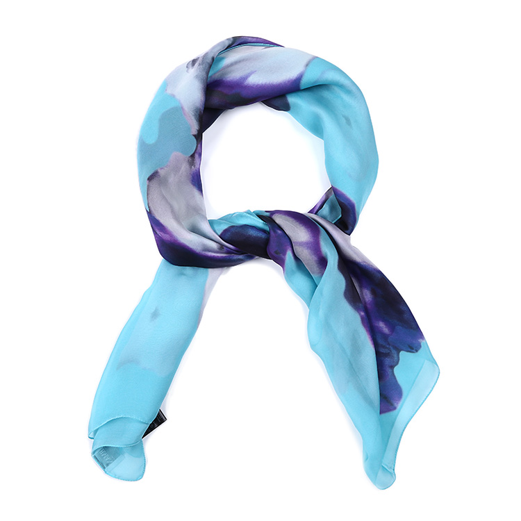 armanicollezioni阿玛尼卡尔兹丝巾女士蓝色印花丝巾