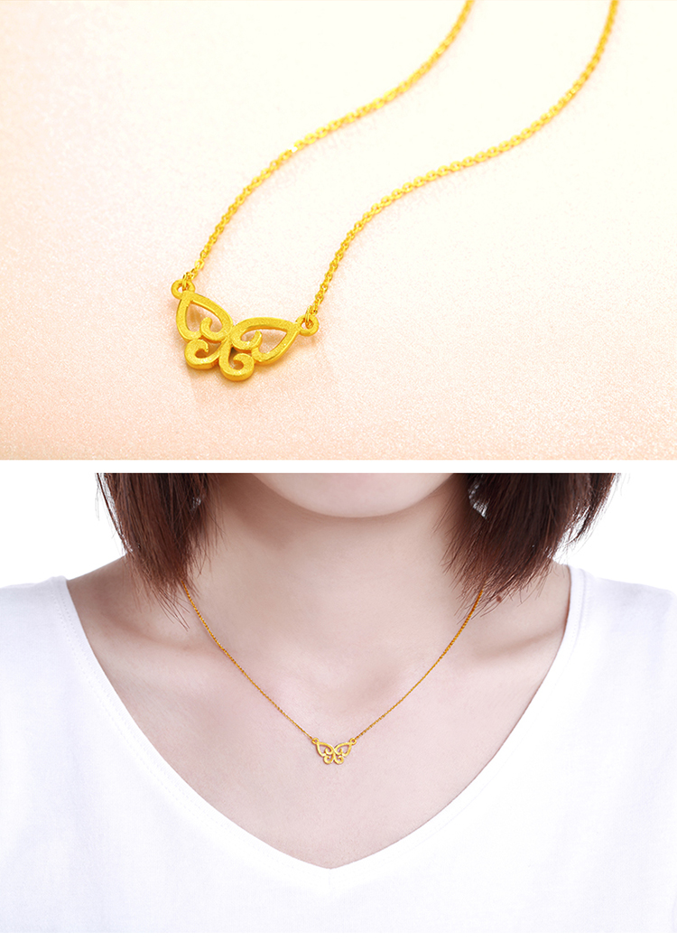 cn/珂兰 女款黄金项链足金吊坠套链锁骨链 绚蝶 klnw027471 约2.6g