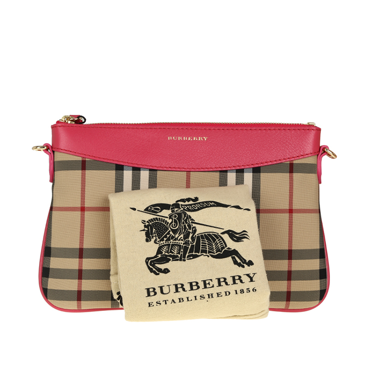 burberry/博柏利 女士peyton刺绣格纹小牛皮手拿包斜