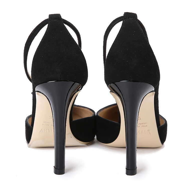 armani collezioni/阿玛尼卡尔兹-高跟鞋-女士黑色皮鞋 材质:羊皮