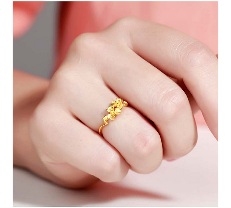 cn/珂兰 足金18k金戒指 花头戒女款 双生花 klrw025426 约2.6g