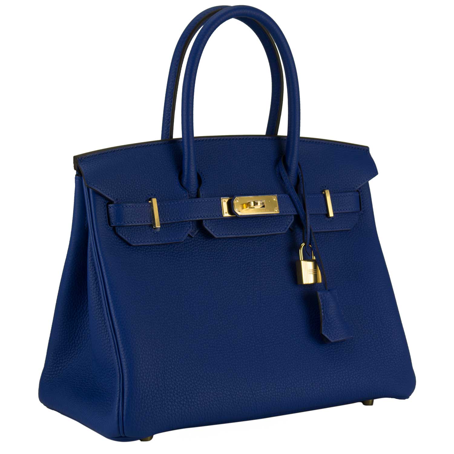 hermes(爱马仕) 电光蓝色皮质金扣birkin30手提包