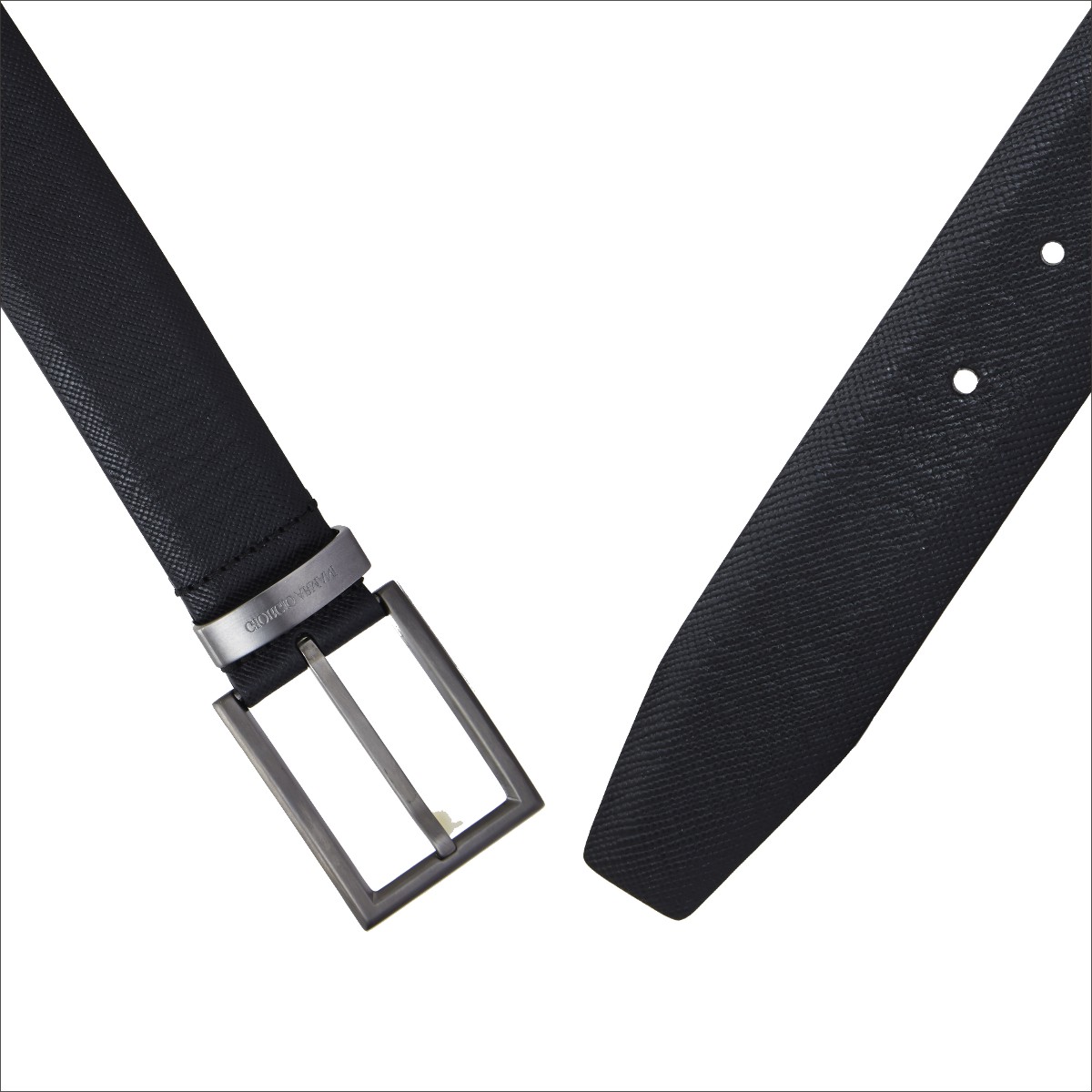 giorgio armani/乔治阿玛尼黑色压纹牛皮男士皮带