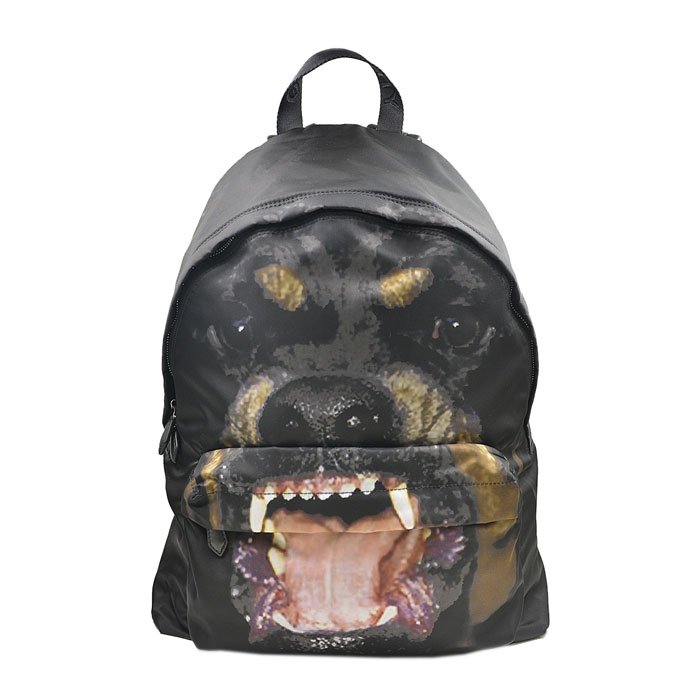 givenchy/纪梵希 黑色挪威纳犬 狗头 尼龙双肩包