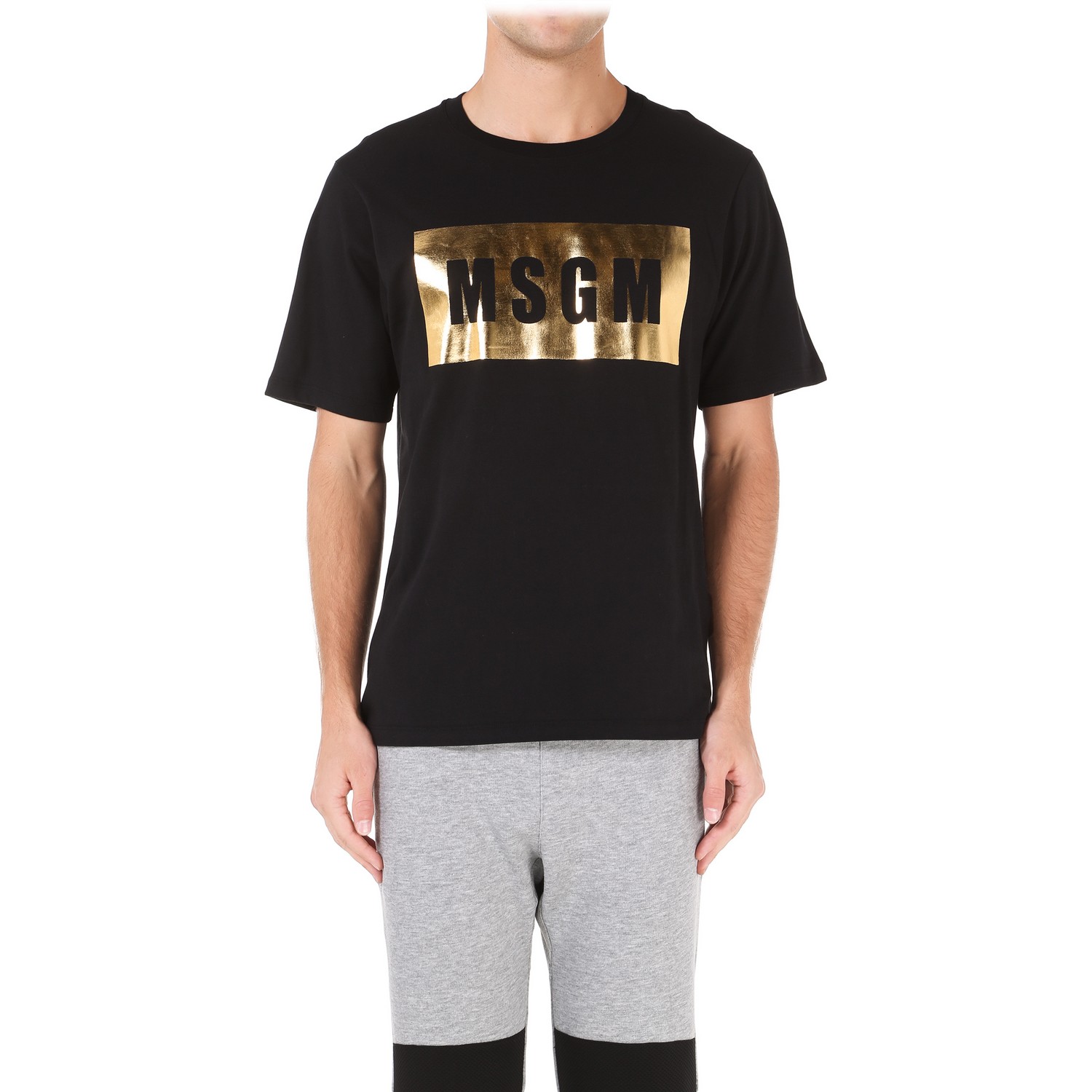 msgm/msgm 金色品牌标志印画t恤 1940mm67154795