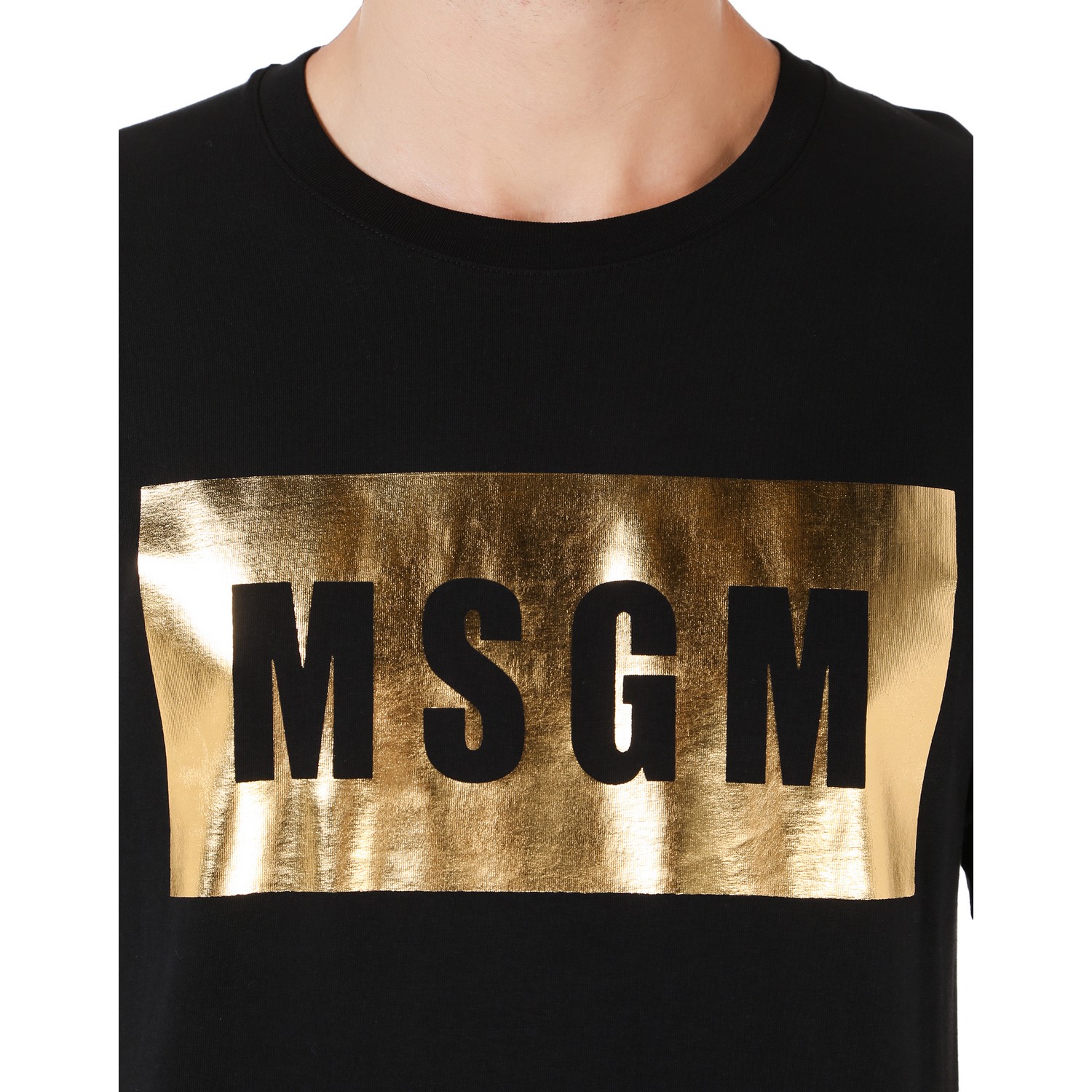 msgm/msgm 金色品牌标志印画t恤 1940mm67154795