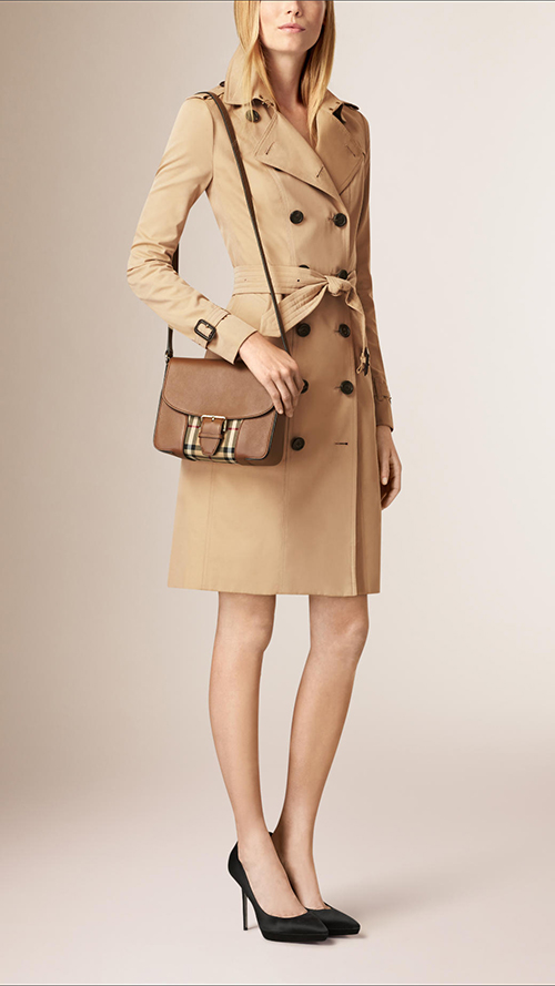 burberry/博柏利 女士棕褐色帆布/配皮小号horseferry格