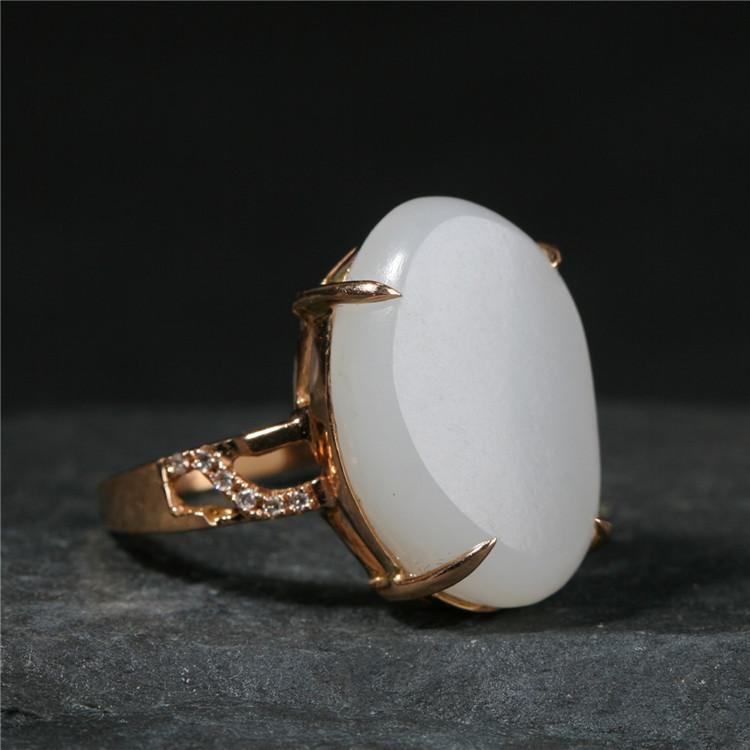 oriental art/金昭玉粹 和田籽料戒指 18k金镶嵌