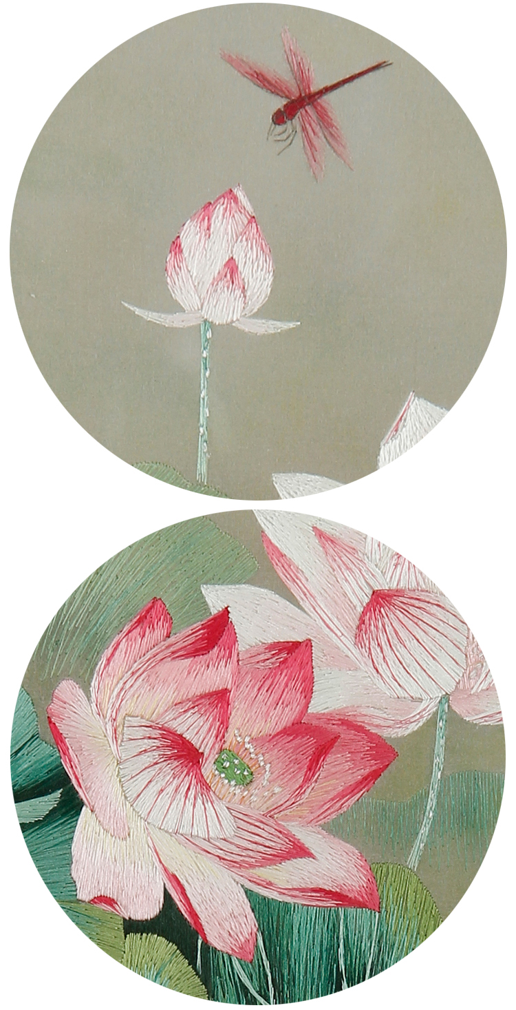 jincaixia/金彩霞湘绣 手工刺绣 荷花 双面绣摆件 家居装饰 特色工艺