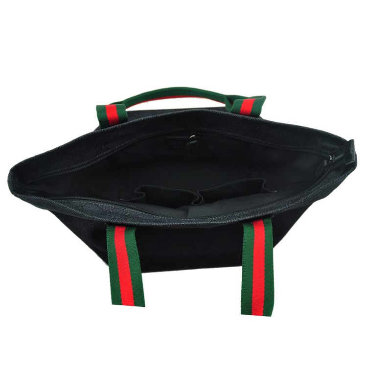 gucci/古驰*黑色女士帆布/配皮饺子包/单肩包374433