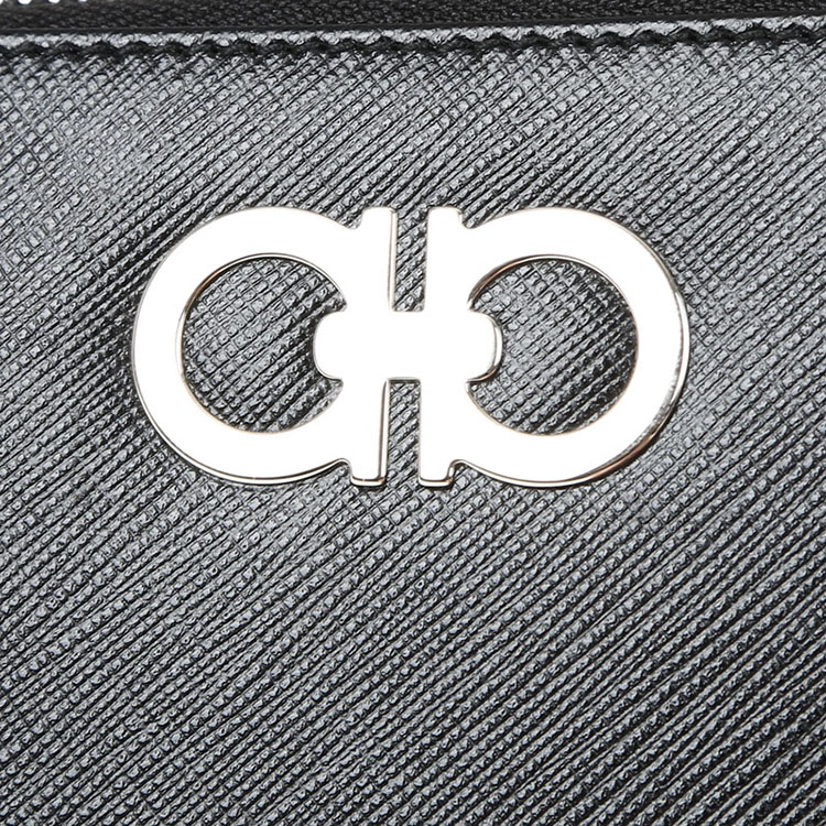 ferragamo/菲拉格慕 女士经典logo款牛皮链条手包手拎包22b934黑色