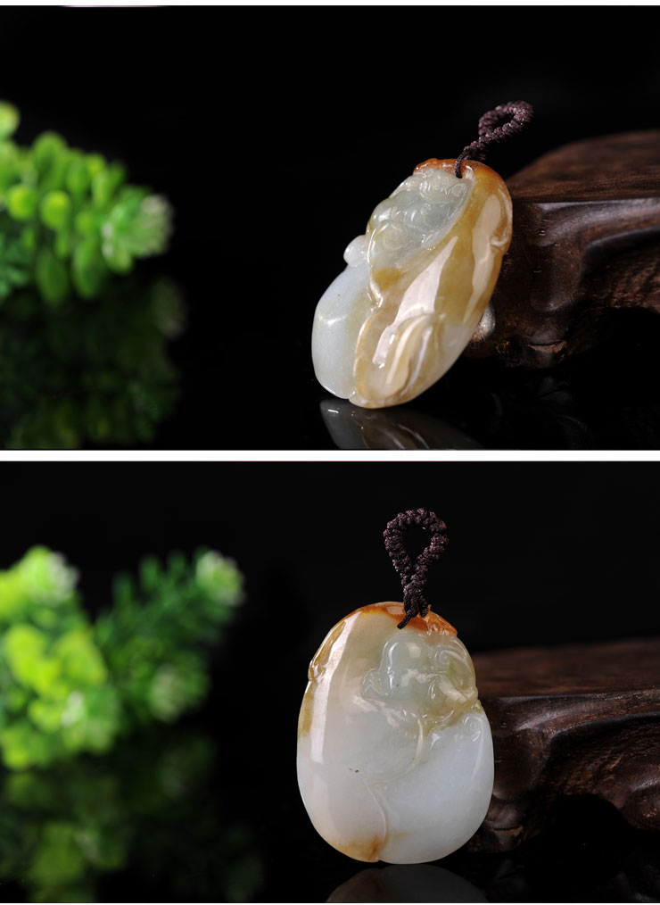 yubaotang/瑜宝堂 天然a货翡翠 黄皮挂件