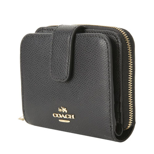 coach/蔻驰 女士黑色牛皮短款钱包钱夹 f52692 imblk