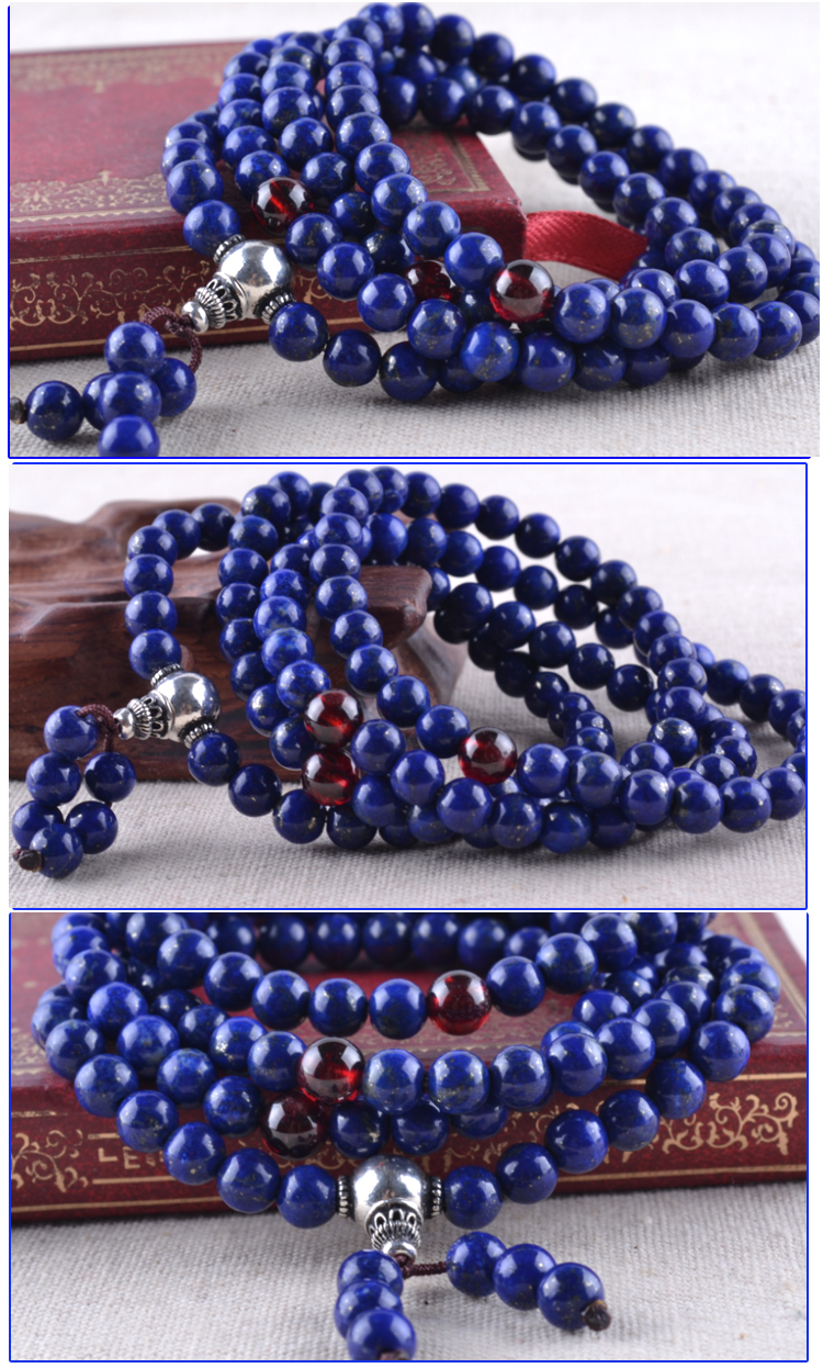 elsa/伊尔莎 纯天然水晶青金石石榴石手链 重约43.