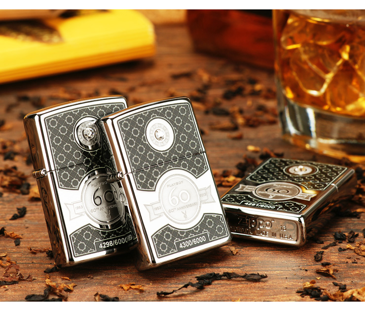 zippo打火机 花花公子60周年 镀铬蚀刻镶钻限量6000枚