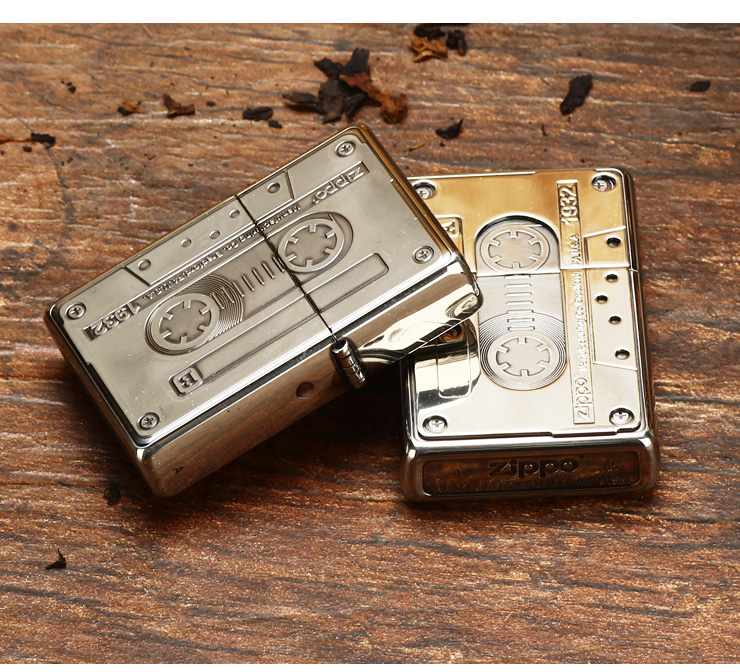 zippo打火机 37复刻双底刻 磁带 仿古镀银双面加工徽章