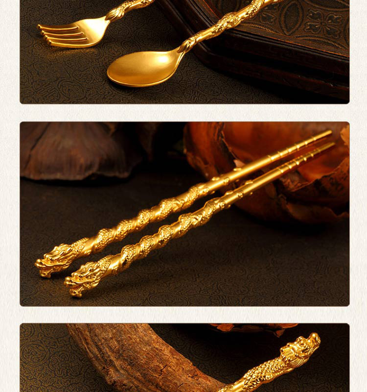 cnuti/粤通 999千足金 3d硬金 黄金龙腾餐具摆件 家饰