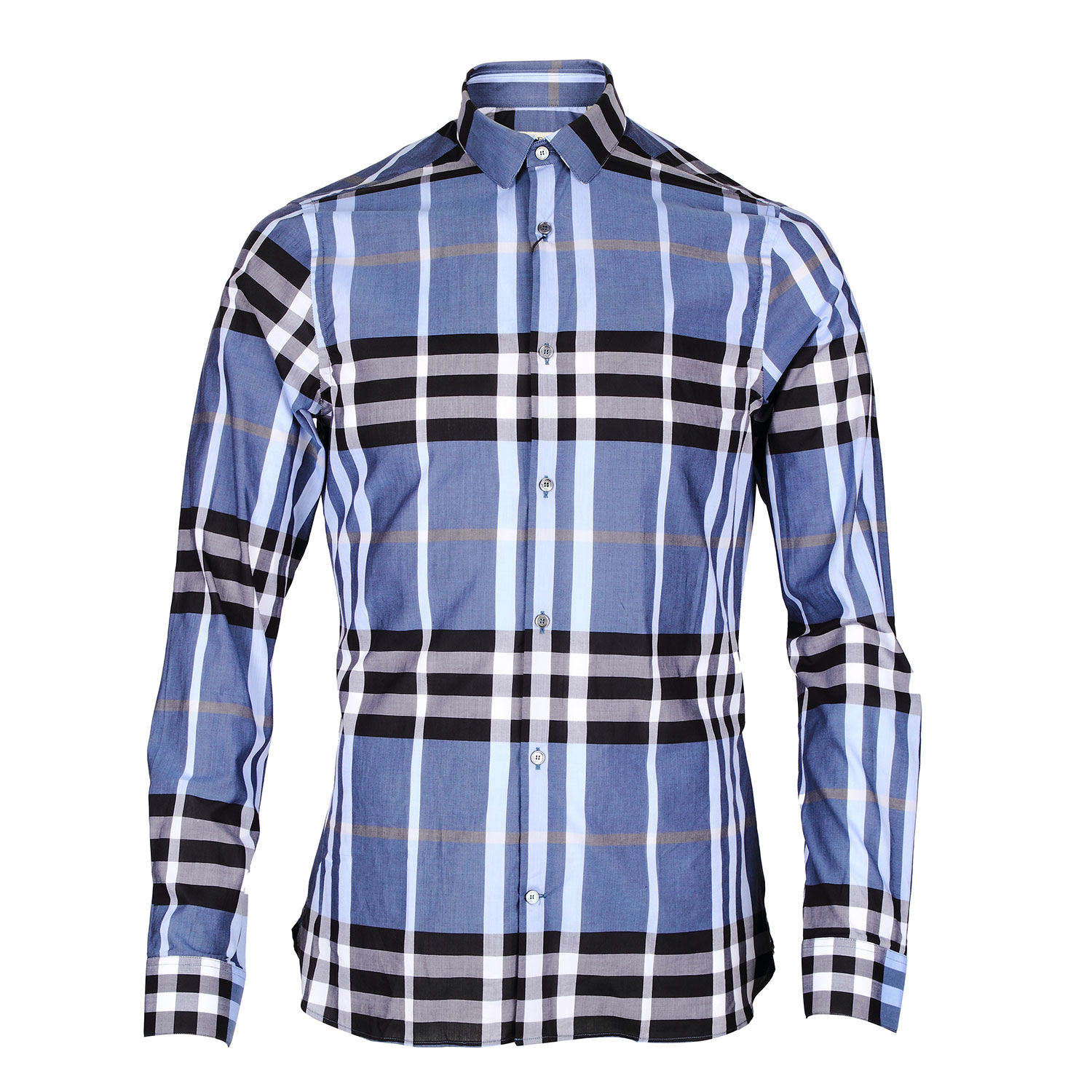 burberry london/博柏利伦敦 春夏男士经典款英伦风格子衬衫 蓝格色 s