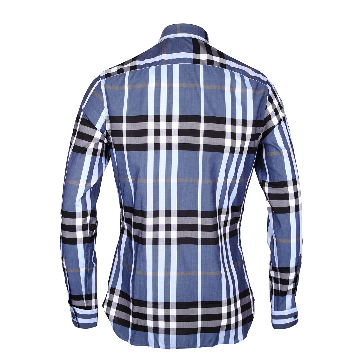 burberry london/博柏利伦敦 春夏男士经典款英伦风格子衬衫 蓝格色 s