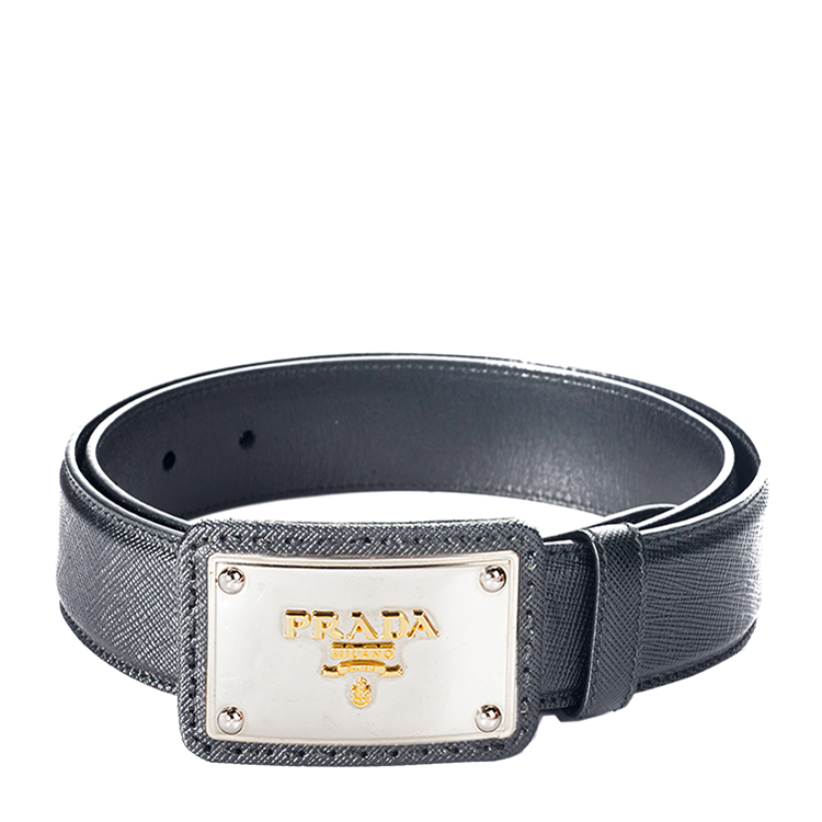 prada/普拉达 女士板扣腰带 黑色 80cm
