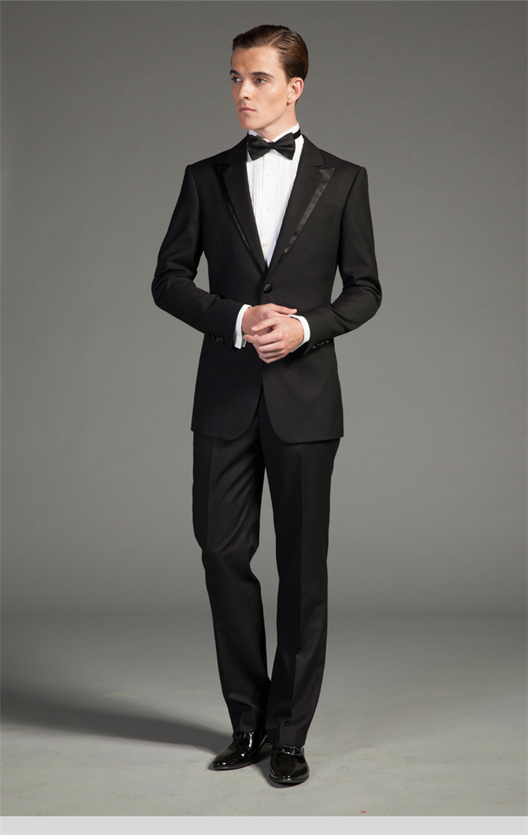 diffmade/蒂夫曼 高级量身定制纯黑色毛涤混纺抗静电男士西装 sm-004