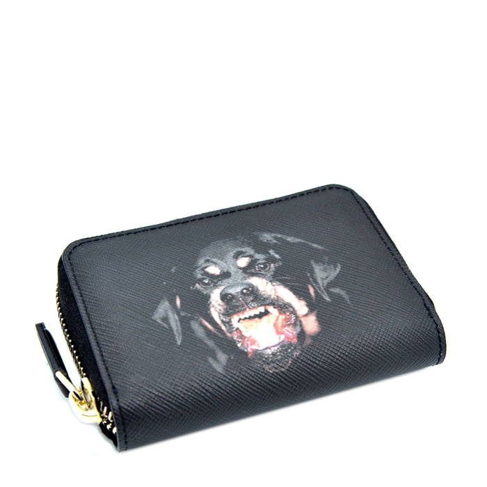 givenchy/纪梵希 爆款狗头图案中性款式 saffiano皮革 零钱包 卡包