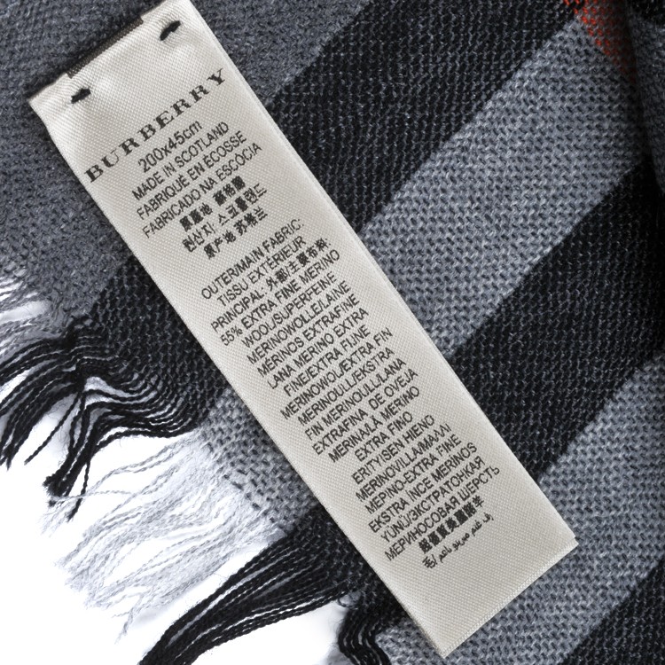 burberry/博柏利 灰色经典格纹围巾