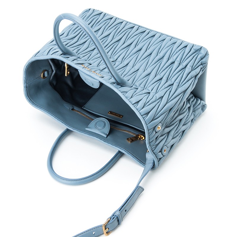 miumiu/缪缪 女士logo褶皱羊皮手提包