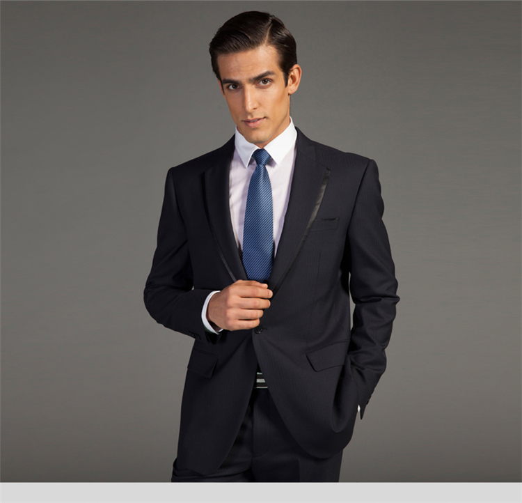 diffmade/蒂夫曼 高级量身定制藏蓝本色暗纹毛涤混纺男士西装 beh3