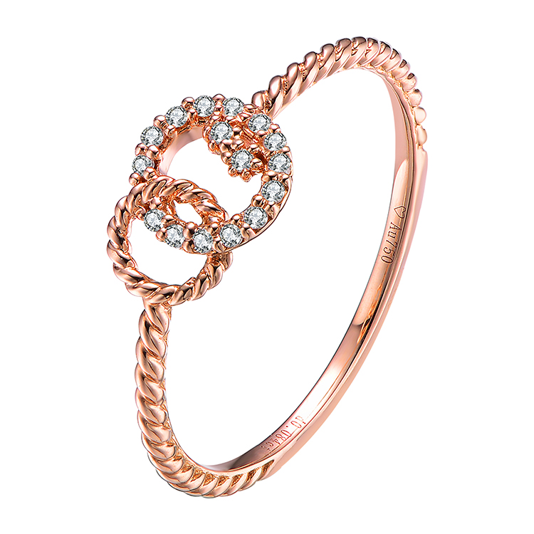 【alice爱丽丝 戒指/指环】alice/爱丽丝 18k玫瑰金钻石女戒 【正品