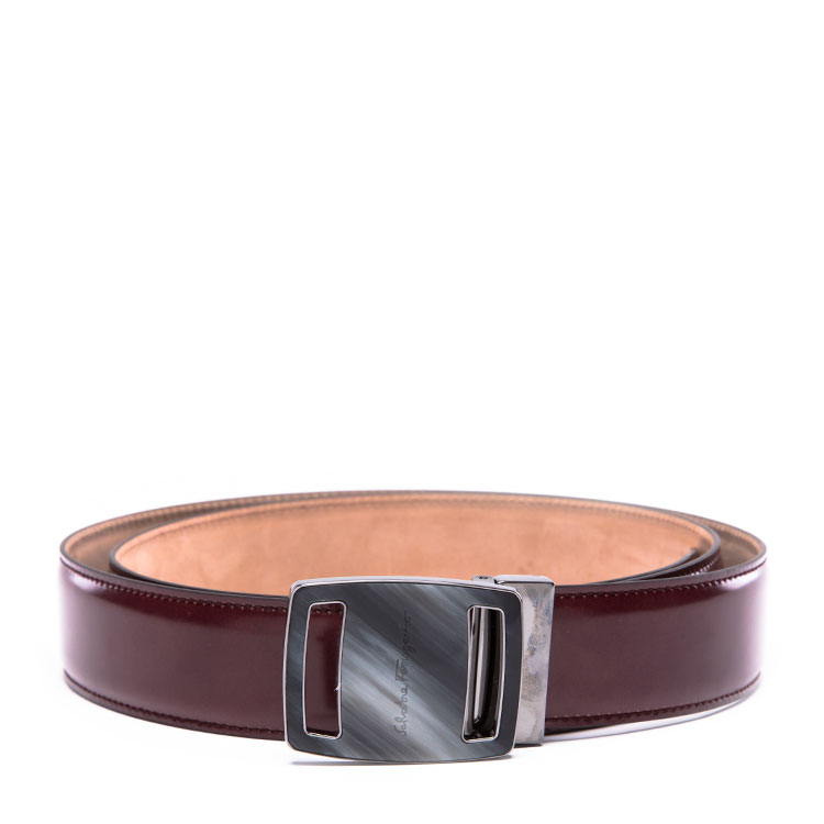 ferragamo/菲拉格慕 酒红色漆皮带身可剪中性腰带xe0660526 酒红色