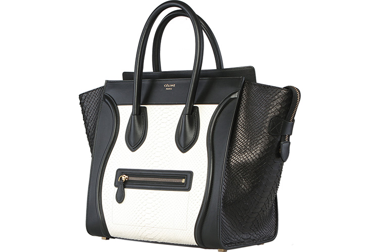 celine/赛琳 黑白拼色蛇皮女士笑脸手提包16521 4wsk