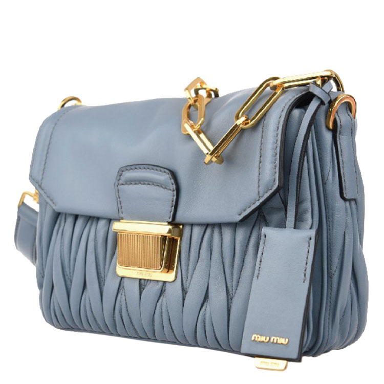 miumiu/缪缪浅蓝色羊皮女士两用手提包#rt0606-n88-f0237