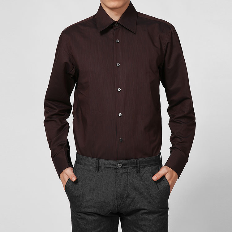 hugo boss/雨果波士男士衬衫-男士黑牌深紫棉质经典衬衫